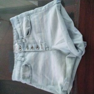 Light blue denim shorts